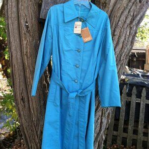 Vintage Blue 60s Mid Century Lightweight Dress Coat Size 16 / Large to XL